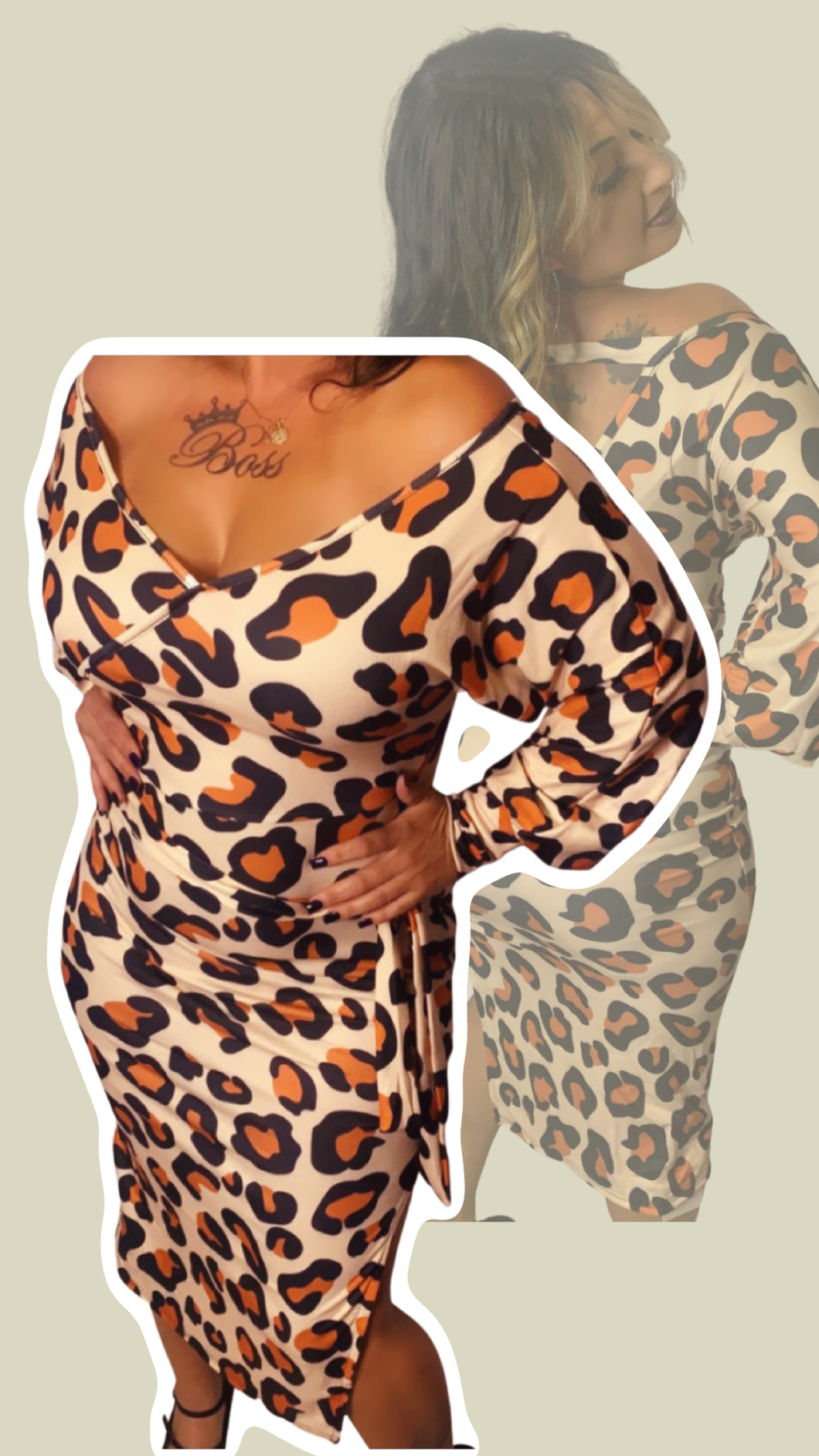 Ambitious Fall Leopard Off Shoulder Long Sleeve Dress